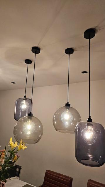 8 stuks glazen hanglampen glas Smokey en doorzichtig beschikbaar voor biedingen
