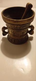 vintage bronzen/ messing vijzel compleet met stamper, Antiek en Kunst, Antiek | Koper en Brons, Ophalen of Verzenden