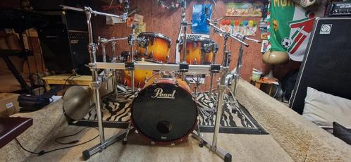Drumstel Pearl Masters Studio compleet met drumrack, Muziek en Instrumenten, Instrumenten | Onderdelen, Gebruikt, Drums of Percussie