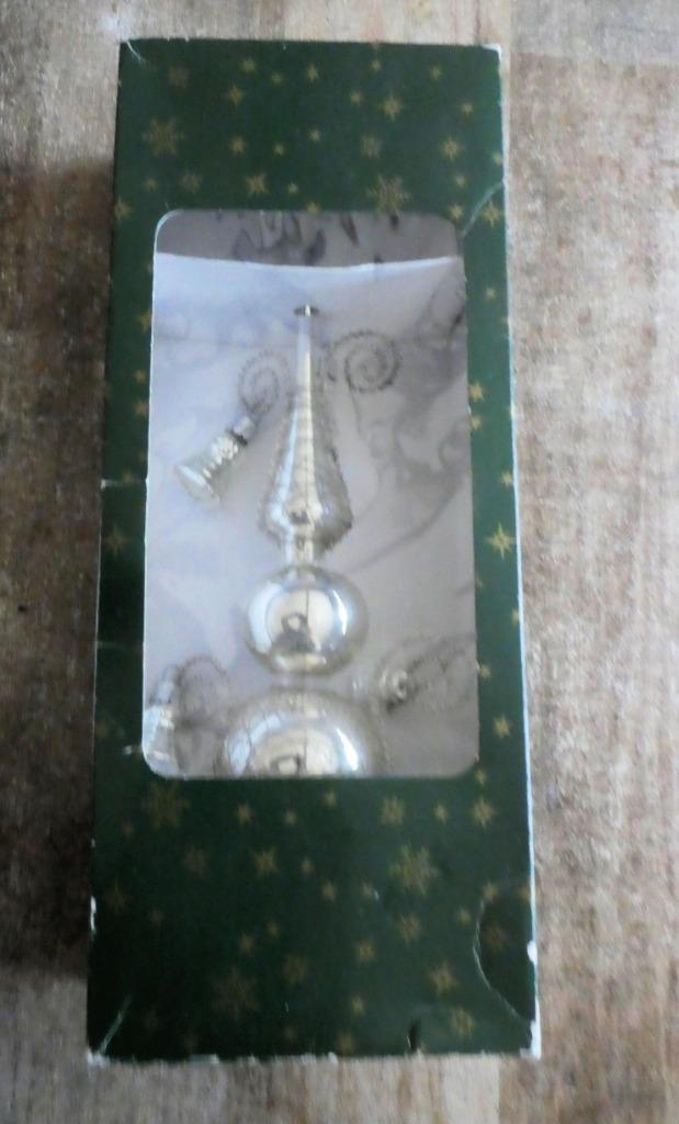 Prachtige zilveren oude piek ionisch glas met belletjes doos, Diversen, Kerst, Zo goed als nieuw, Ophalen of Verzenden