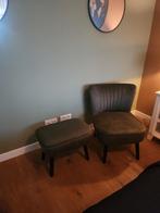 Groen Fluwelen Stoel met Bankje, Huis en Inrichting, Ophalen of Verzenden