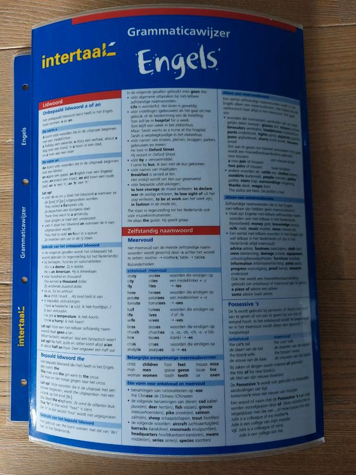 Uitklapkaart Grammaticawijzer Engels ISBN:9789054516798, Boeken, Schoolboeken, Zo goed als nieuw, Engels, VWO, Ophalen