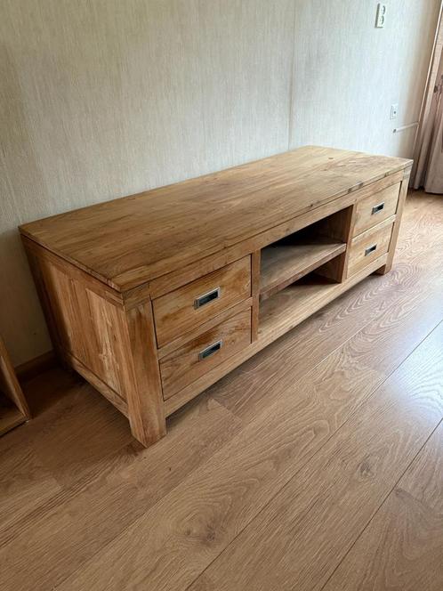 massief eiken tv meubel, Huis en Inrichting, Kasten | Televisiemeubels, Zo goed als nieuw, Minder dan 100 cm, 25 tot 50 cm, Ophalen