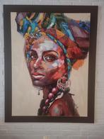 Schilderij van Afrikaanse Vrouw met Kleurrijke Tulband, Ophalen of Verzenden