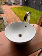 Badmeubel hout met ronde waskom, Huis en Inrichting, Badkamer | Badkamermeubels, Ophalen, Gebruikt, 50 tot 100 cm, Minder dan 100 cm