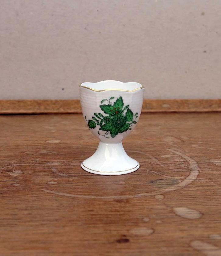 Uniek eierdopje Herend Hungary Chinese Bouquet Apponyi Green, Verzamelen, Porselein, Kristal en Bestek, Zo goed als nieuw, Overige typen