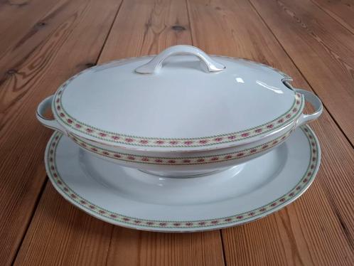 Grote vintage "Bavaria" soepterrine met onderbord., Antiek en Kunst, Antiek | Schalen, Ophalen of Verzenden