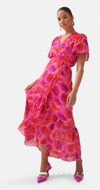 Shoeby jurk floral bloemen overslag ruches XXL 46/48, Kleding | Dames, Jurken, Shoeby, Onder de knie, Roze, Zo goed als nieuw
