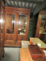 antieke eiken linnenkast kleerkast spiegeldeuren  295,00, Met hangruimte, Antiek eiken, 100 tot 150 cm, Eikenhout