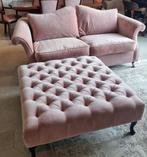 Prachtige oud rose bank, hocker en glasplaat!, Huis en Inrichting, Ophalen, 150 tot 200 cm, Driepersoons, 75 tot 100 cm