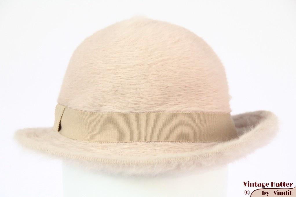 Vintage Dameshoed Kangol zacht roze angora 55,5 = S, 55 cm (S, 6⅞ inch) of minder, Ophalen of Verzenden, Gedragen, Hoed