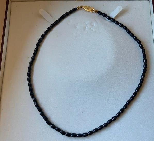 Zeldzame Zwarte Koraal Ketting 42cm, Sieraden, Tassen en Uiterlijk, Kettingen, Nieuw, Steen of Mineraal, Zwart, Met edelsteen