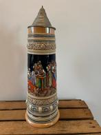 Grote bierpul van steengoed met tinnen deksel, Antiek en Kunst, Ophalen of Verzenden