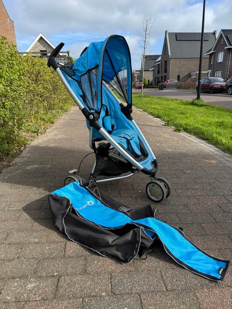 Blauwe Quinny Zapp buggy met opbergtas, Ophalen, Gebruikt, Quinny, Regenhoes