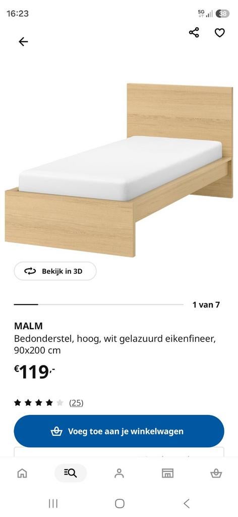 IKEA MALM bedonderstel 90x200 cm - Zo goed als nieuw, 90 cm, Ophalen of Verzenden, Zo goed als nieuw, 200 cm