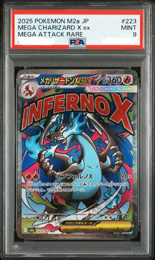 2025 Pokemon Mega Charizard X EX PSA 9, Ophalen of Verzenden, Zo goed als nieuw, Losse kaart, Foil