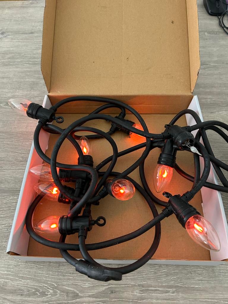 Kaarsverlichting - 10 lampjes, 3.6m, E14, max 1.45W, Ophalen, Kunststof, Gebruikt, Minder dan 50 watt