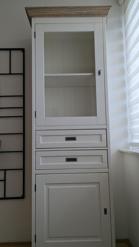 Vitrinekast Haco Wonen van Grenen Hout, Wit, Ophalen, Met deur(en), 200 cm of meer, 50 tot 100 cm