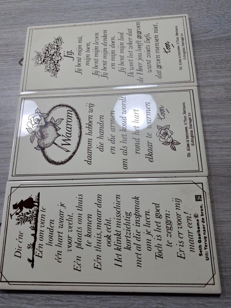Set van 3 decoratieve tegels met gedichten, Ophalen of Verzenden
