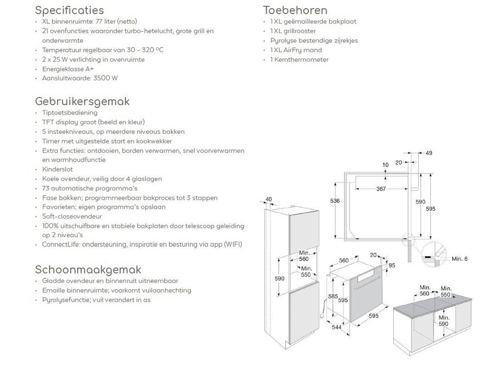 Pelgrim inbouw Bakoven OP860 60cm, Ophalen of Verzenden