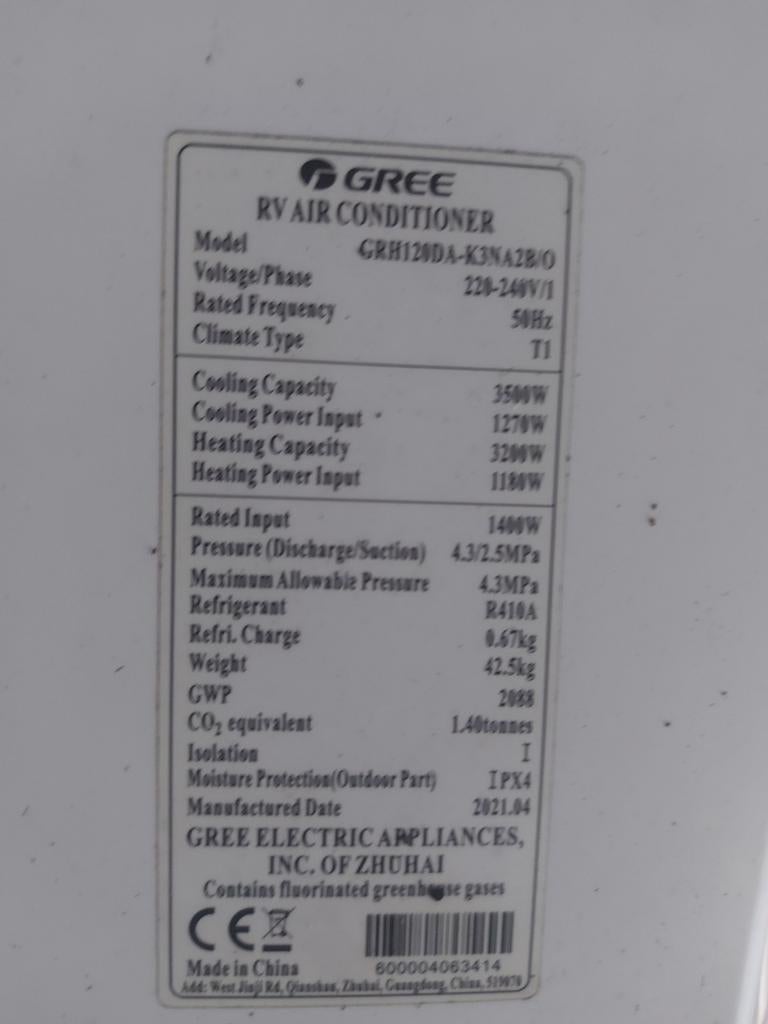 Gree RV Dakairco GRH120DA-K3NA2B/0 voor Camper/Caravan, Ophalen of Verzenden