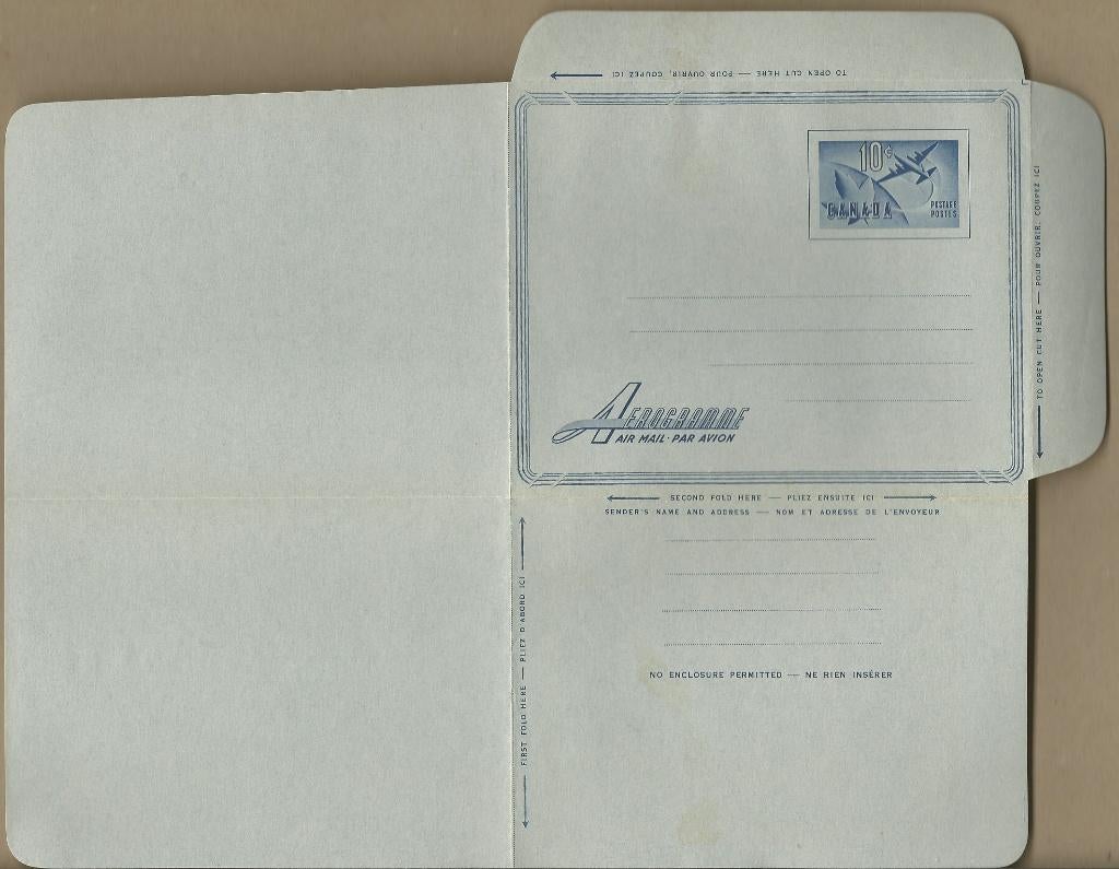CANADA 1959 10c. blue Plane on grey Airletter, H&G: F-23, Verzenden, Postfris, Noord-Amerika