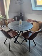 4 stoelen, Huis en Inrichting, Tafels | Eettafels, Ophalen, Rond, Zo goed als nieuw, Modern industrieel