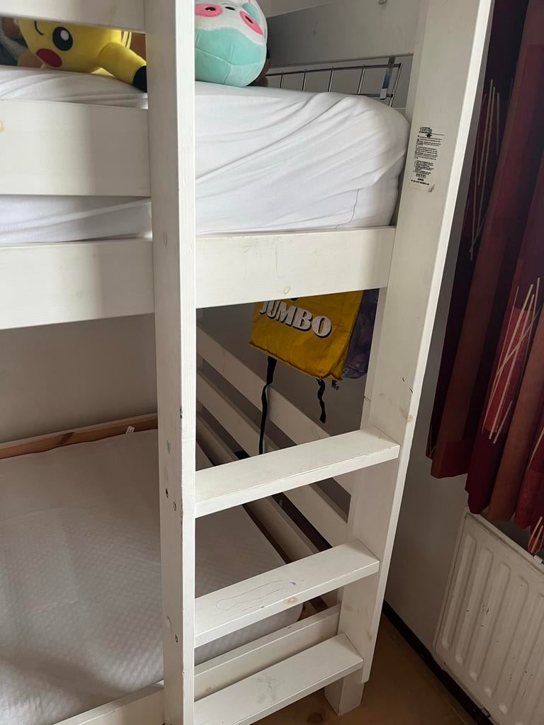 Gratis Stapelbed - Wit Houten Kinderbed, Ophalen, Gebruikt, Stapelbed