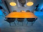 Eikenhouten eettafel met stijgertpijpen onderstel, Huis en Inrichting, Tafels | Eettafels, Ophalen, Gebruikt, Eikenhout, 50 tot 100 cm