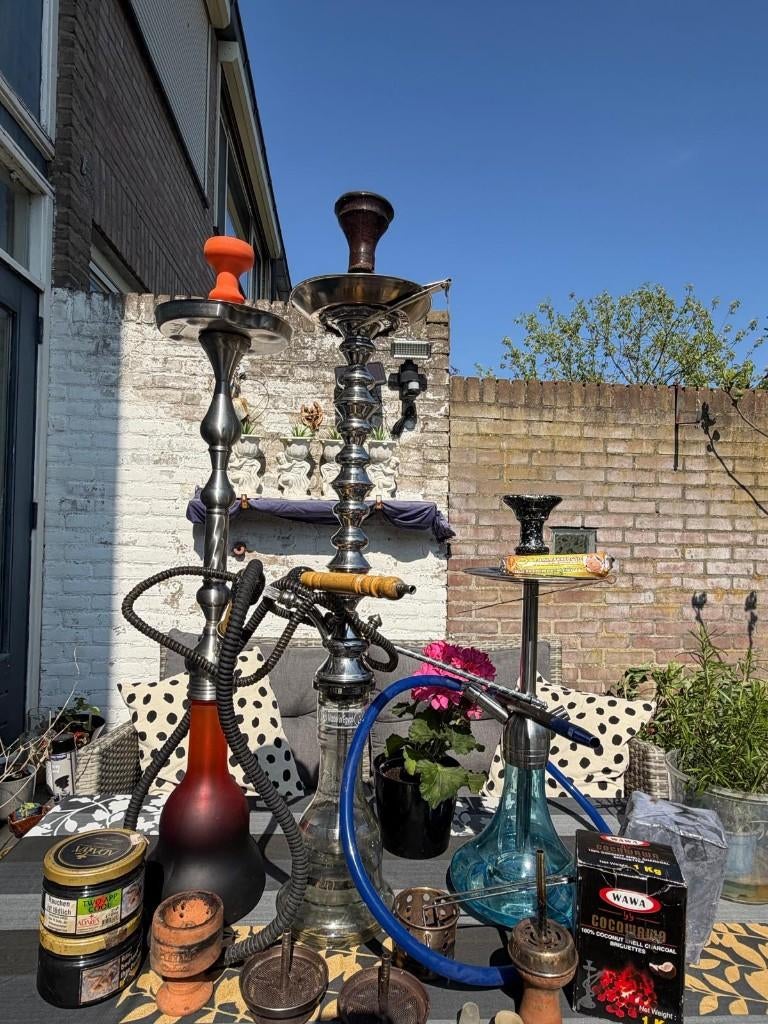 3 waterpijpen (shisha) Khalil Mamoon,Aladin Amy Deluxe, Ophalen, Gebruikt, (Water)pijp