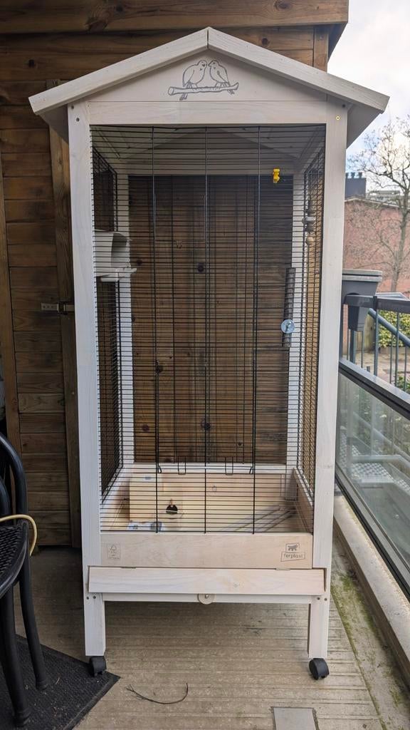 Volière, vogelkooi, ferplast, groot, wit, hout, metaal., Dieren en Toebehoren, Vogels | Hokken en Kooien, Ophalen, Zo goed als nieuw