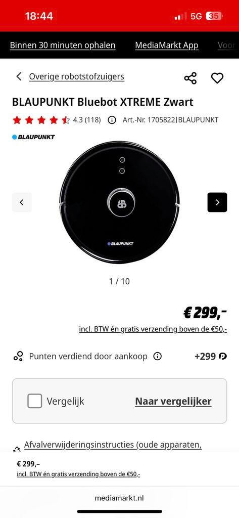 Robot stofzuiger, Ophalen, Zo goed als nieuw