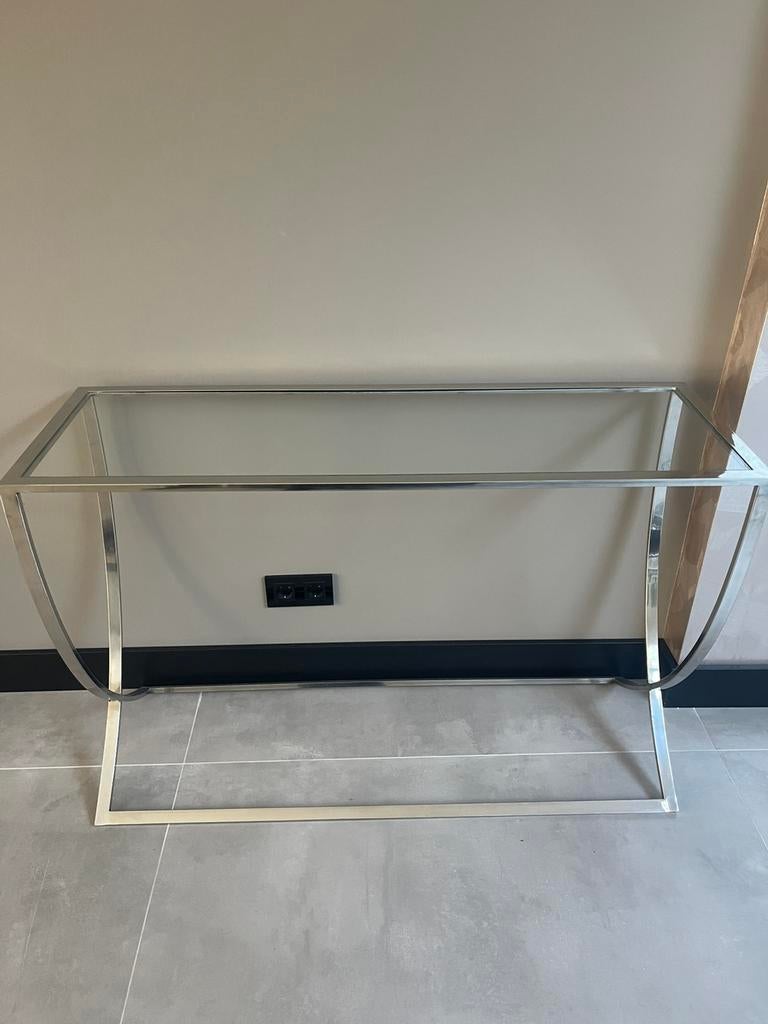 Side Table - Eric Kuster Stijl, Huis en Inrichting, Ophalen, 100 tot 150 cm, Glas, Zo goed als nieuw