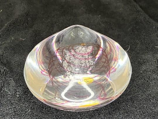 Glaskunst Punt, bol, kegel met roze spiraal, Royal Leerdam, Ophalen of Verzenden