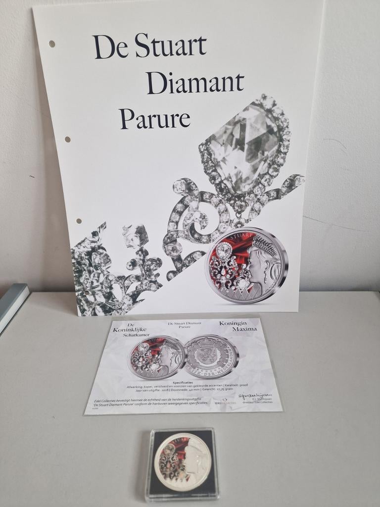 Koningin Maxima De Stuart Diamant Parure 2018, Postzegels en Munten, Munten | Nederland, Ophalen of Verzenden, Koningin Beatrix