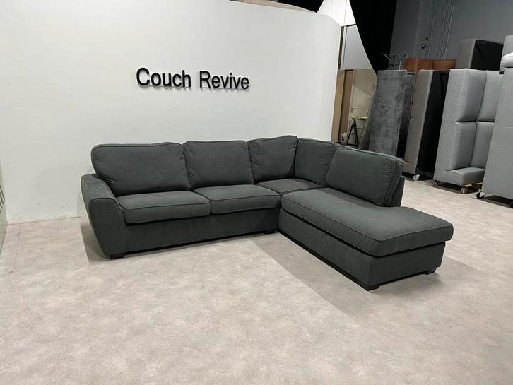 GRATIS LEVERING Z.G.A.N grijze hoekbank 265x220 Gereinigd, Huis en Inrichting, Banken | Bankstellen, Zo goed als nieuw, Vierpersoons of meer