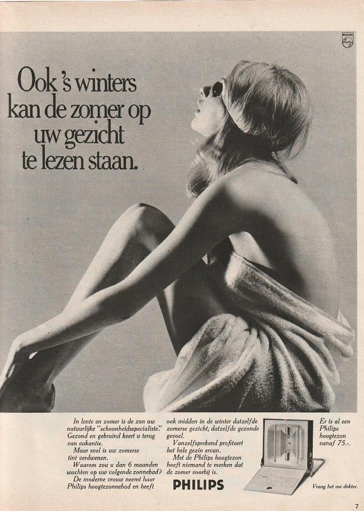 retro reclame 1969 Philips hoogtezon naakte vrouw, Verzamelen, Retro, Verzenden, Overige typen
