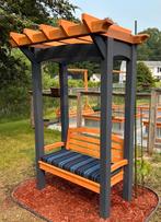 Uniek Design Tuinbank met Pergola - Handgemaakt Hardhout, Ophalen of Verzenden, Nieuw
