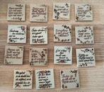 Vintage tegeltjes met spreuken - 5 cm, Ophalen of Verzenden