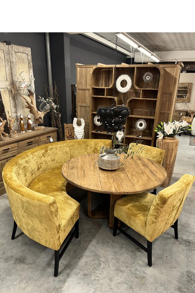 set gezellig ronde eetkamerbank +2 stoelen, Huis en Inrichting, Overige kleuren, Nieuw, Ophalen of Verzenden, Stof