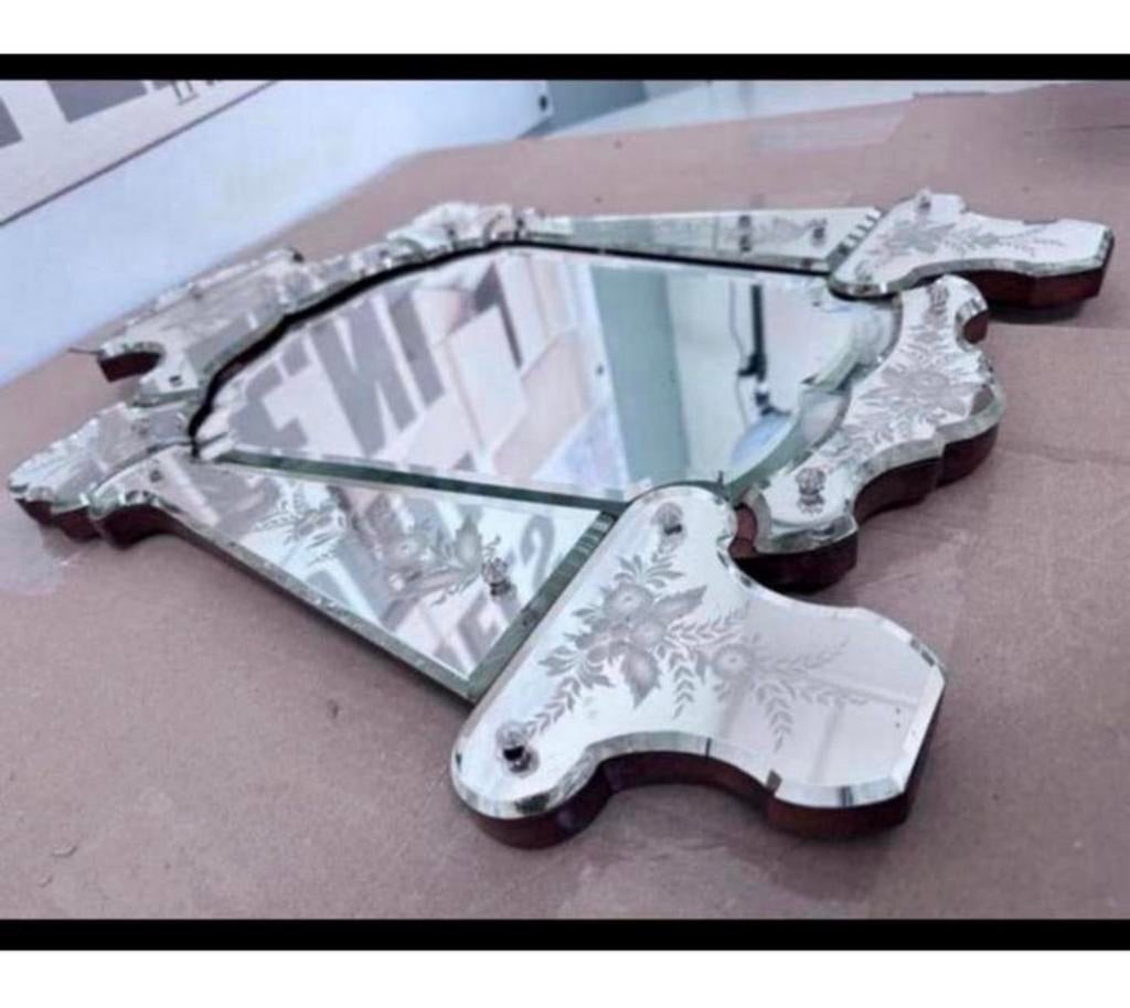 Antieke Venetiaanse spiegel antiek Venetian 1900 early 20th, Ophalen of Verzenden, Overige vormen