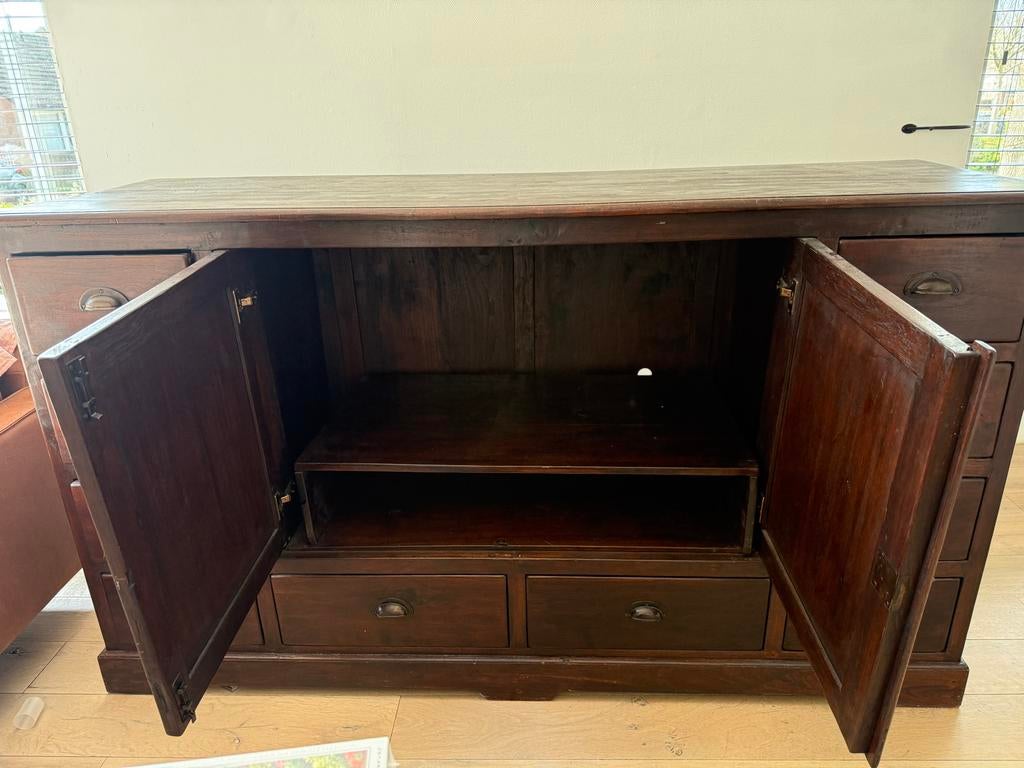 Teak houten dressoir, Gebruikt, 100 tot 150 cm, Teakhout, Ophalen of Verzenden