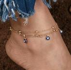 Zilveren en goud verguld enkelbandjes met boze ogen, Ophalen of Verzenden, Nieuw, Overige materialen