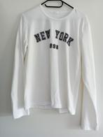Witte longsleeve met 'NEW YORK 898' opdruk, maat M, Maat 38/40 (M), Wit, Ophalen of Verzenden, Zo goed als nieuw