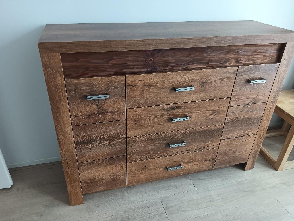 Dressoir warm eiken kleur, Ophalen, Zo goed als nieuw, 25 tot 50 cm, Met deur(en)