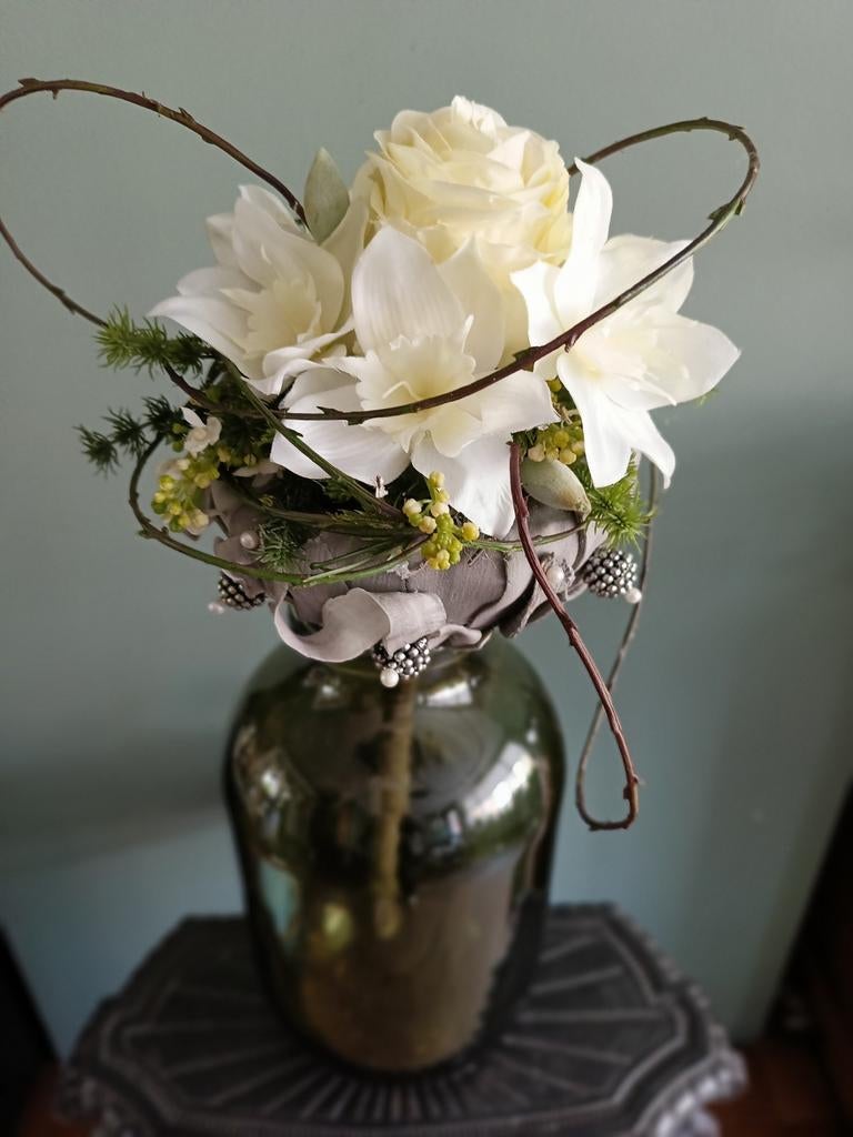 Zijde boeket bruidsboeket wit/creme, Ophalen of Verzenden