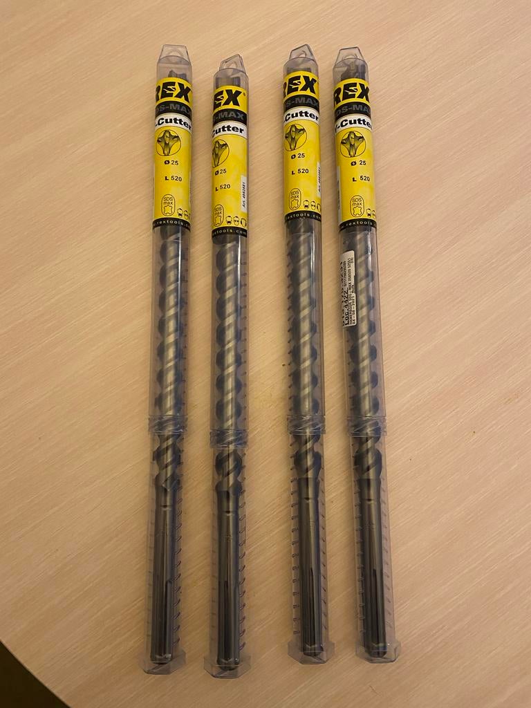 4 stuks nieuw REX SDS-Max Boor Y-Cutter Ø 25 L 520, Ophalen of Verzenden, Nieuw, Boor- en/of Breekhamer, Klopboormechanisme