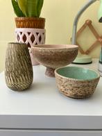 Berkenbast schalen en vaasje, Ophalen of Verzenden, Zo goed als nieuw, Rond, Glas