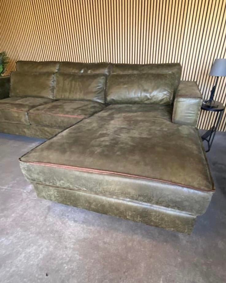 !!ACTIE!! MICROLEREN GROENE HOEKBANK, GRATIS LEVERING, Huis en Inrichting, Banken | Bankstellen, 250 tot 300 cm, Hoekbank, Ophalen of Verzenden