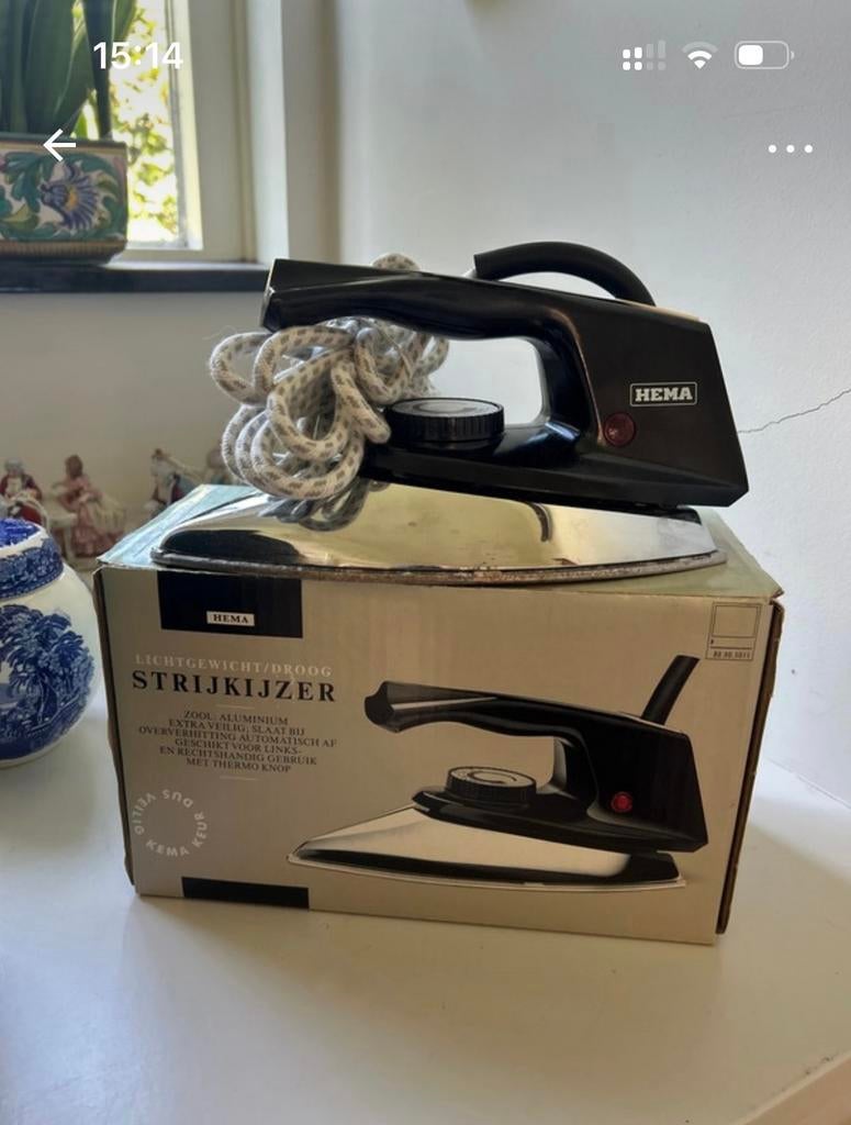 Vintage HEMA Lichtgewicht/Droog Strijkijzer met Thermo Knop, Witgoed en Apparatuur, Strijkijzers en Strijkplanken, Ophalen of Verzenden